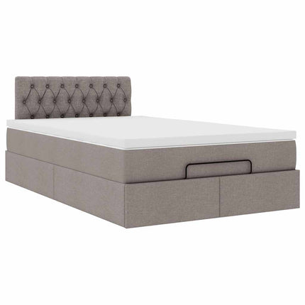 Pouf Letto con Materasso e LED Tortora 120x190cm in Tessuto