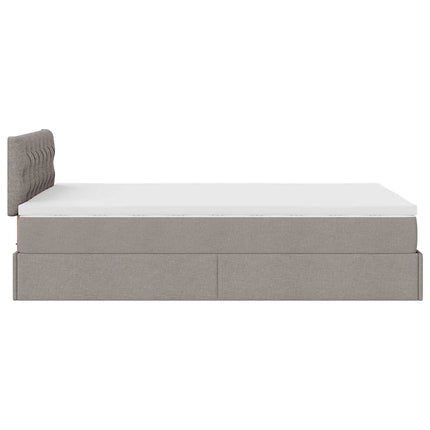 Pouf Letto con Materasso e LED Tortora 120x190cm in Tessuto