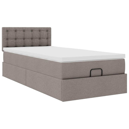 Struttura Letto Pouf con Materasso Tortora 90x190 cm in Tessuto