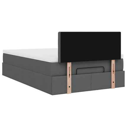 Pouf Letto con Materasso e LED Grigio Scuro 120x200 cm Tessuto