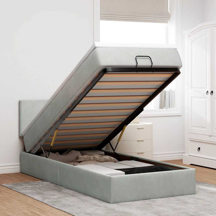 Struttura Letto Pouf con Materasso 90x190 cm in Velluto