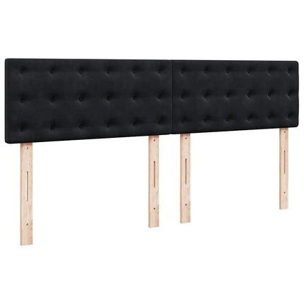 Struttura Letto Pouf con Materasso Nero 160x200 cm in Velluto
