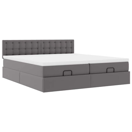 Pouf Letto con Materassi e LED Grigio 180x200cm Similpelle