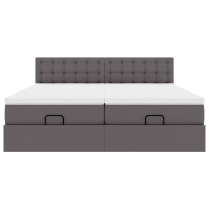 Pouf Letto con Materassi e LED Grigio 180x200cm Similpelle