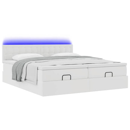 Struttura Letto Pouf con Materassi Bianco 200x200 cm Similpelle