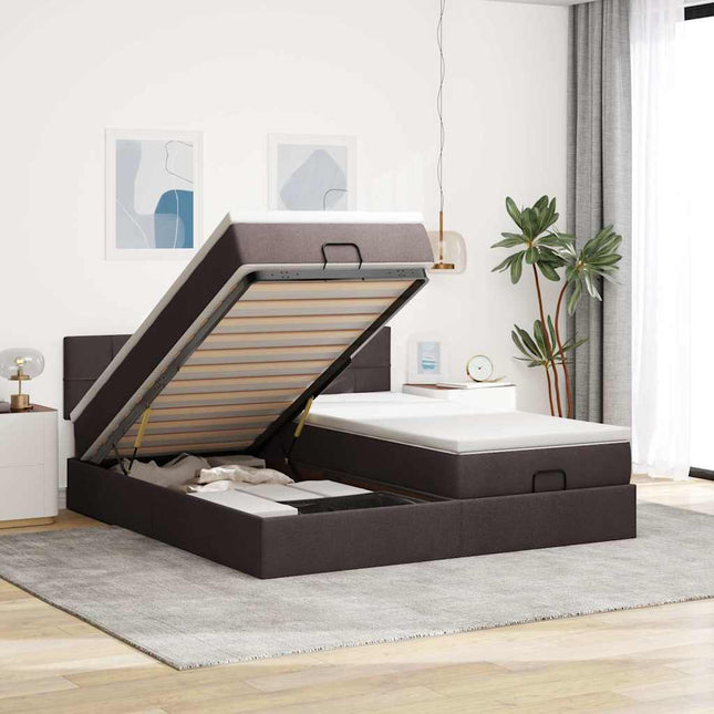 Struttura Letto Pouf con Materassi 200x200 cm in Tessuto