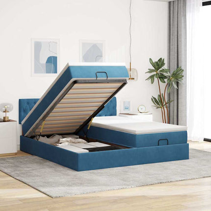 Struttura Letto Pouf con Materassi 160x200 cm Velluto