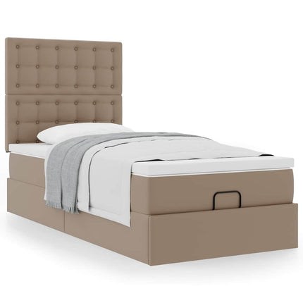 Letto Pouf con Materasso Cappucino 80x200 cm Similpelle
