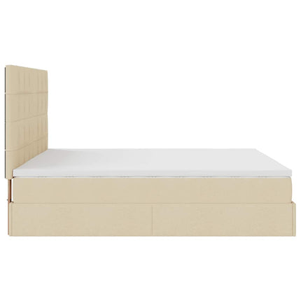Struttura Letto Pouf con Materassi Crema 200x200 cm in Tessuto