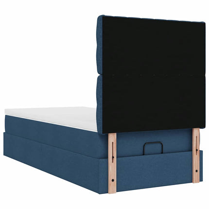 Pouf Letto con Materasso Blu 90x200 cm in Tessuto