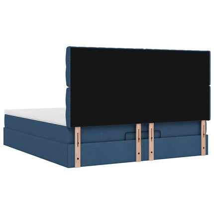 Struttura Letto Pouf con Materassi Blu 200x200 cm in Tessuto