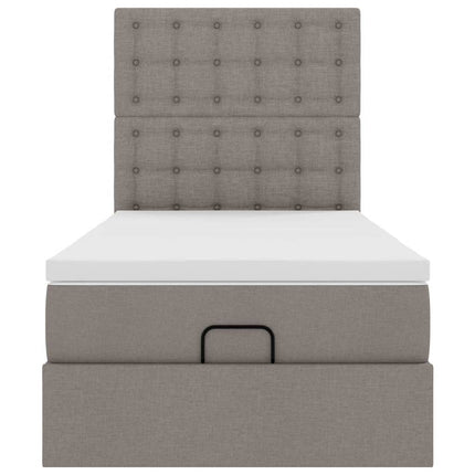 Struttura Letto Pouf con Materasso Tortora 90x190 cm in Tessuto