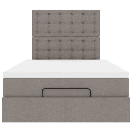 Struttura Letto Pouf con Materasso Tortora 120x190 cm Tessuto