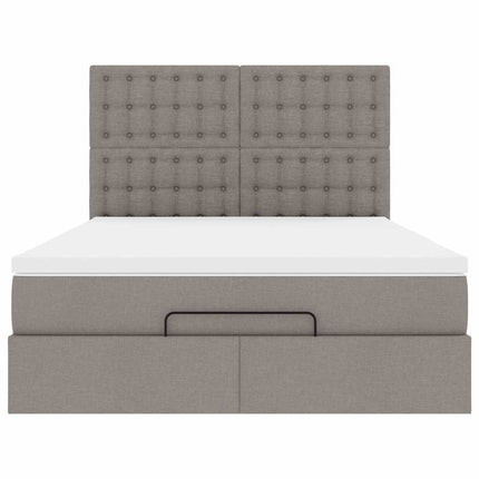 Struttura Letto Pouf con Materasso Tortora 140x200cm in Tessuto
