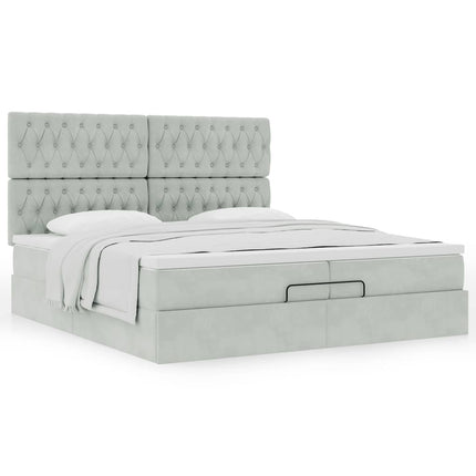 Struttura Letto Pouf con Materassi 200x200 cm Velluto