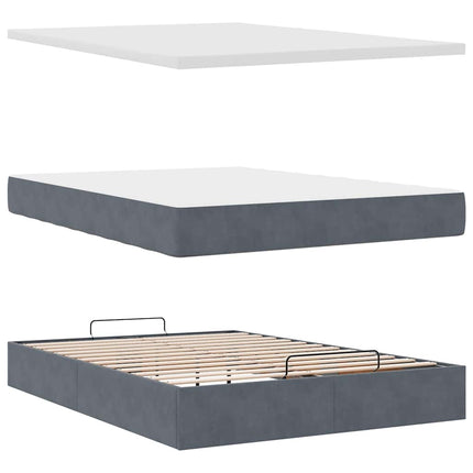 Struttura Letto Pouf con Materassi 140x200 cm in Velluto