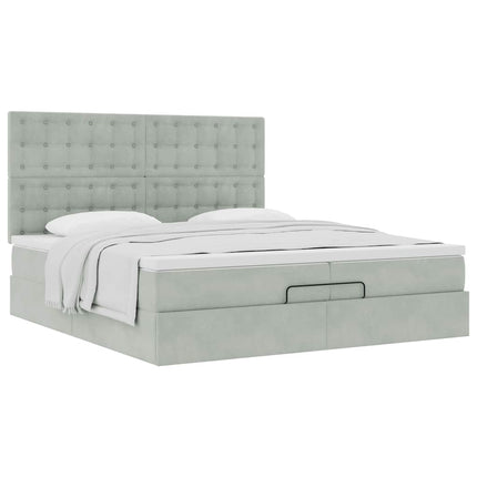 Struttura Letto Pouf con Materassi 200x200 cm Velluto