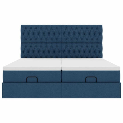 Struttura Letto Pouf con Materassi Blu 180x200cm in Tessuto