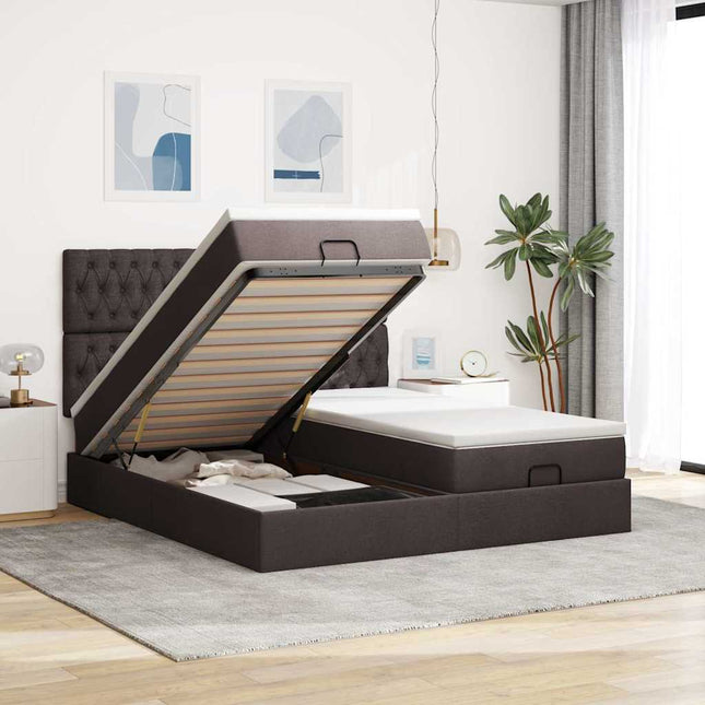 Struttura Letto Pouf con Materassi 200x200 cm in Tessuto
