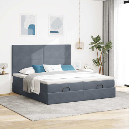 Struttura Letto Pouf con Materassi 180x200 cm Velluto