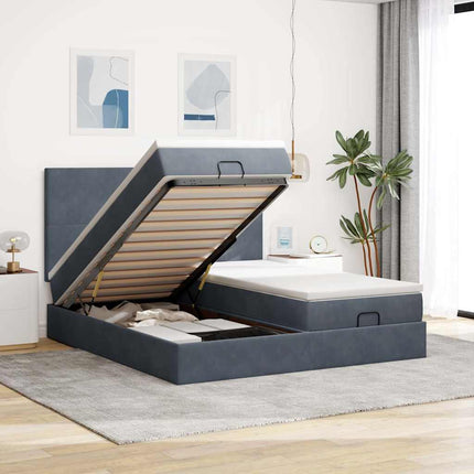 Struttura Letto Pouf con Materassi 180x200 cm Velluto