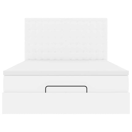 Struttura Letto Pouf con Materasso Bianco 140x200 cm Similpelle