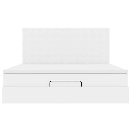 Struttura Letto Pouf con Materasso Bianco 180x200 cm Similpelle