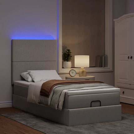 Struttura Letto Pouf con Materasso Tortora 80x200 cm in Tessuto