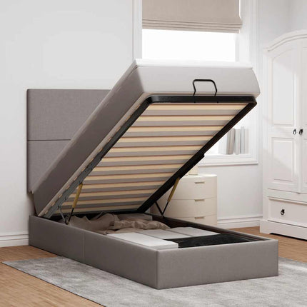 Struttura Letto Pouf con Materasso Tortora 80x200 cm in Tessuto