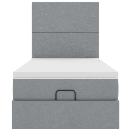 Pouf Letto con Materasso e LED Grigio Chiaro 90x200 cm Tessuto