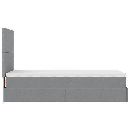 Pouf Letto con Materasso e LED Grigio Chiaro 90x200 cm Tessuto