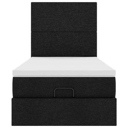 Struttura Letto Pouf con Materasso Nero 100x200 cm in Tessuto