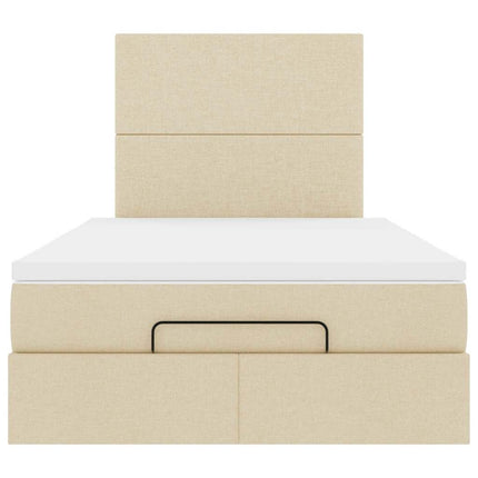 Struttura Letto Pouf con Materasso Crema 120x190 cm in Tessuto