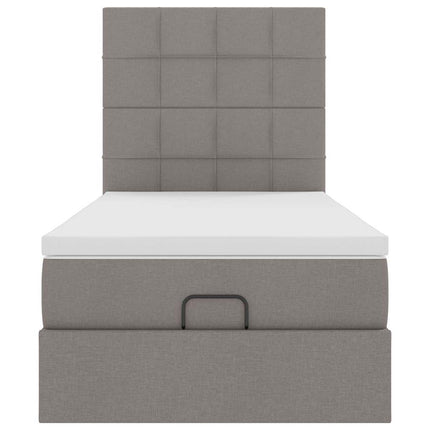 Struttura Letto Pouf con Materasso Tortora 80x200 cm in Tessuto