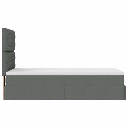 Pouf Letto con Materasso e LED Grigio Scuro 80x200cm in Tessuto