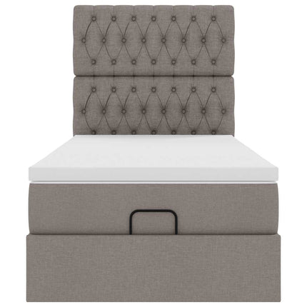 Struttura Letto Pouf con Materasso Tortora 80x200 cm in Tessuto