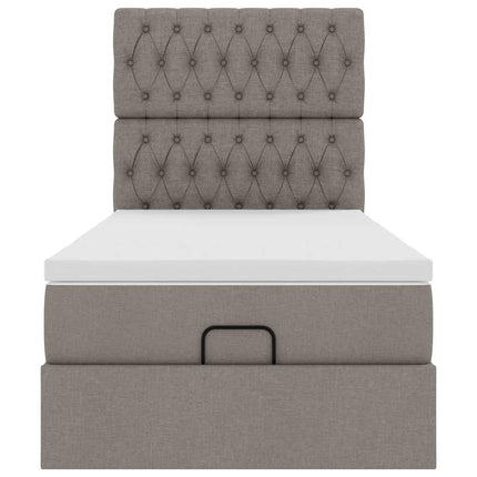 Struttura Letto Pouf con Materasso Tortora 90x190 cm in Tessuto