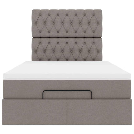 Struttura Letto Pouf con Materasso Tortora 120x190 cm Tessuto