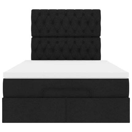 Struttura Letto Pouf con Materasso Nero 120x200 cm in Tessuto