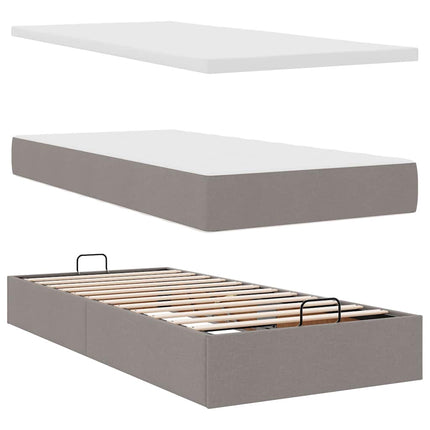 Struttura Letto Pouf con Materasso Tortora 100x200cm in Tessuto