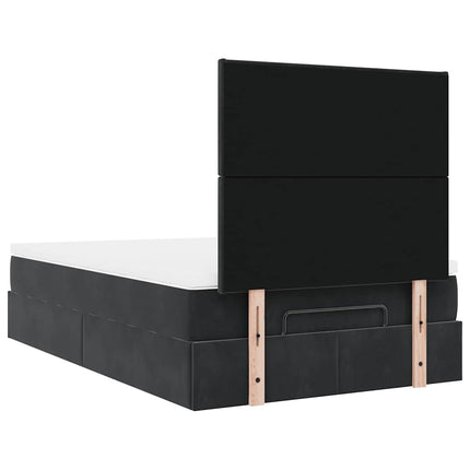Struttura Letto Pouf con Materassi Nero 120x200 cm Velluto