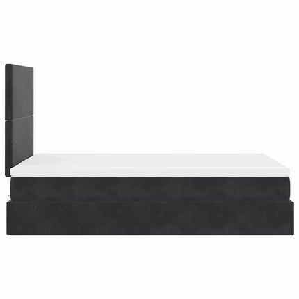 Struttura Letto Pouf con Materassi Nero 120x200 cm Velluto