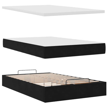 Struttura Letto Pouf con Materassi Nero 120x200 cm Velluto
