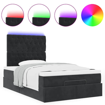 Struttura Letto Pouf con Materassi Nero 120x200 cm Velluto