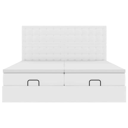 Pouf Letto con Materassi e LED Bianco Puro 160x200cm Similpelle