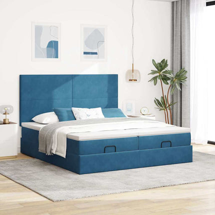 Struttura Letto Pouf con Materassi 180x200 cm Velluto