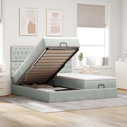 Struttura Letto Pouf con Materassi 160x200 cm in Velluto