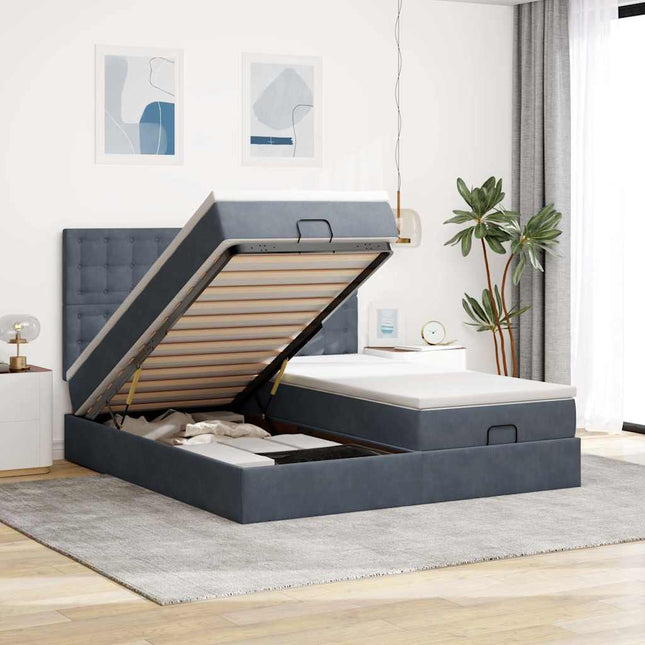 Struttura Letto Pouf con Materassi 160x200 cm in Velluto