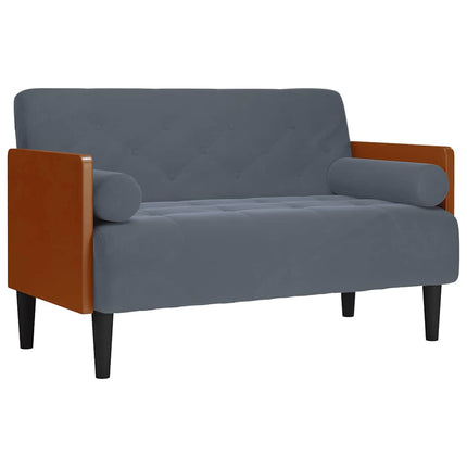 Divano Divanetto con Cuscini Bolster Grigio Scuro 110 cm