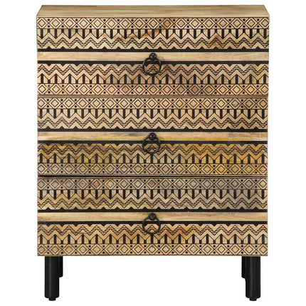 Comodino Nero 50x33x62 cm in Legno Massello di Mango Grezzo